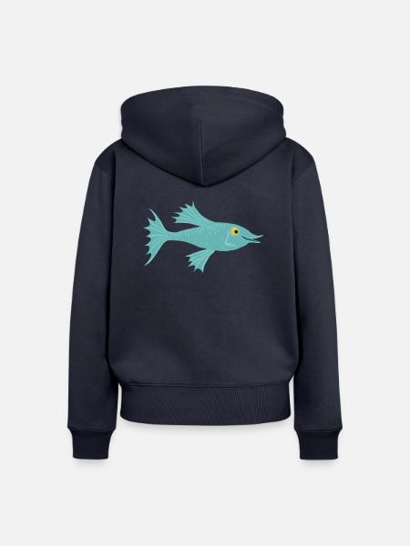Fisch petrol - Frauen Premium Bio Zip Hoodie - Navy