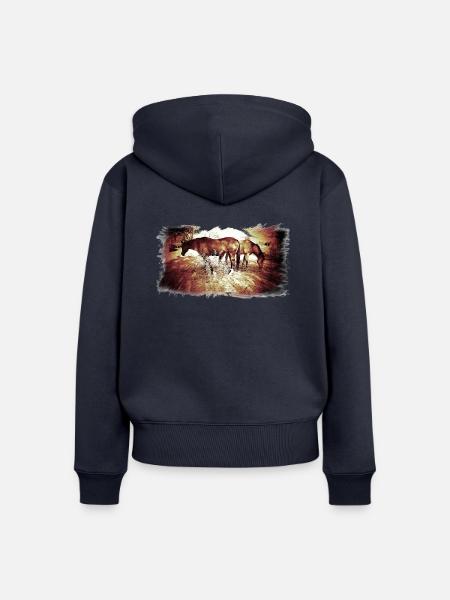 Horses - Frauen Premium Bio Zip Hoodie - Navy