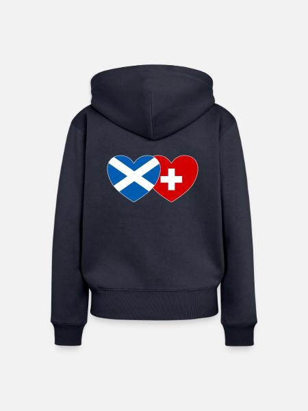 Schottland Schweiz Flagge Herz - Frauen Premium Bio Zip Hoodie - Navy
