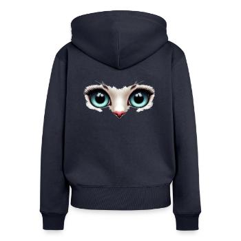 Katzenaugen hell - Frauen Premium Bio Zip Hoodie - Navy - Hinten