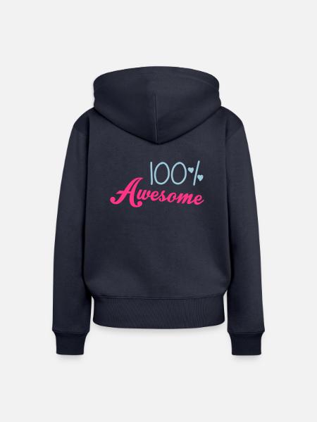 100% Awesome - Frauen Premium Bio Zip Hoodie - Navy