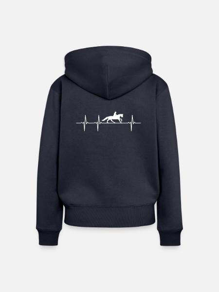 Herzschlag Reiten Reiter hobby - Frauen Premium Bio Zip Hoodie - Navy