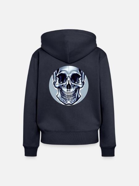Grey Skull - Abstract - Frauen Premium Bio Zip Hoodie - Navy