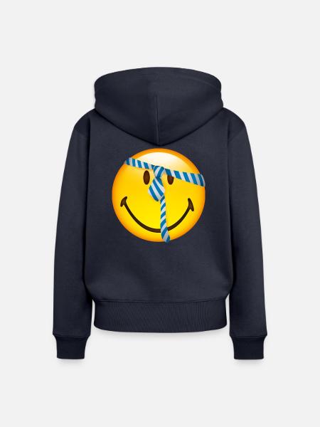 Smiley Glossy Tie - Frauen Premium Bio Zip Hoodie - Navy
