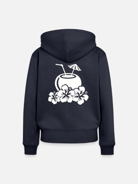 cocktail hibiskus - Frauen Premium Bio Zip Hoodie - Navy