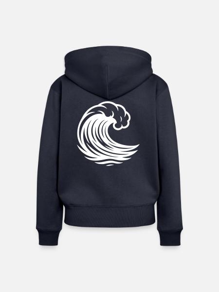 Welle Ozean - Frauen Premium Bio Zip Hoodie - Navy