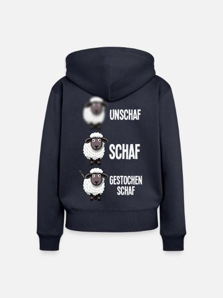 Gestochen Schaf Unschaf Fotografen Wortwitz - Frauen Premium Bio Zip Hoodie - Navy