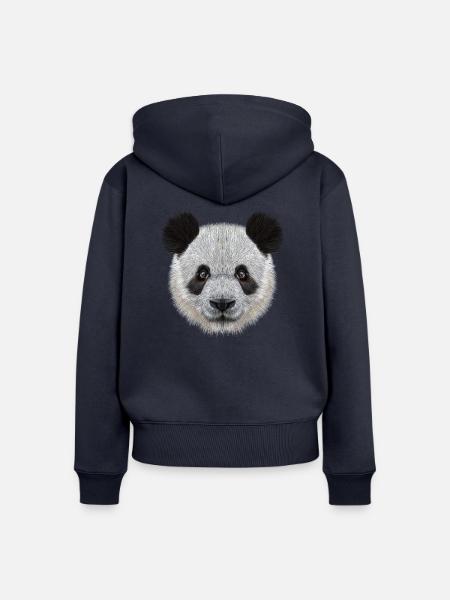 Panda Bär! Süß! - Frauen Premium Bio Zip Hoodie - Navy