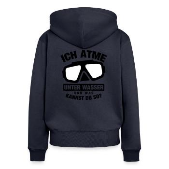 Ich atme unter Wasser Taucher - Frauen Premium Bio Zip Hoodie - Navy - Hinten