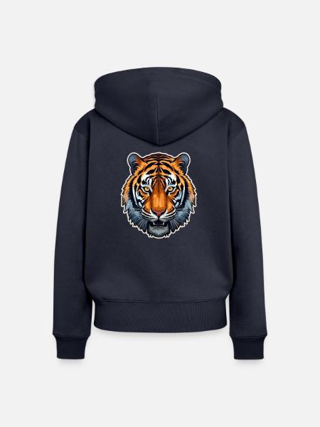 Tigerkopf - Frauen Premium Bio Zip Hoodie - Navy