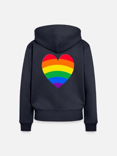 Regenbogen-Herz - Frauen Premium Bio Zip Hoodie - Navy