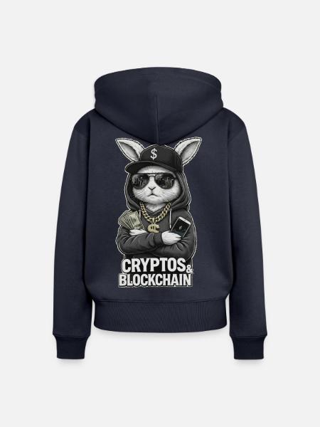 CryptoRabbit: Blockchain Hustle T-Shirt - Frauen Premium Bio Zip Hoodie - Navy