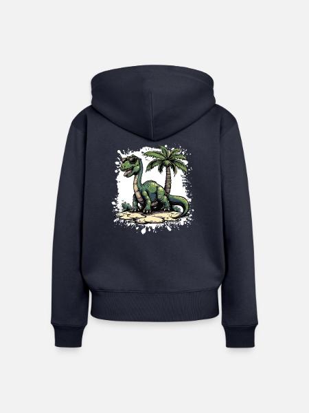 Dinosaurier brontosaurus Sommer - Frauen Premium Bio Zip Hoodie - Navy