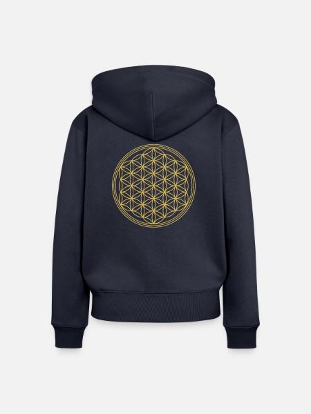 Lebensblume-uni2 - Frauen Premium Bio Zip Hoodie - Navy