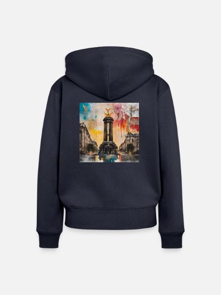 Siegessäule - Frauen Premium Bio Zip Hoodie - Navy
