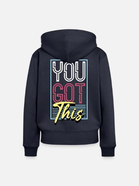 YouGotThis Retro Neon - Frauen Premium Bio Zip Hoodie - Navy