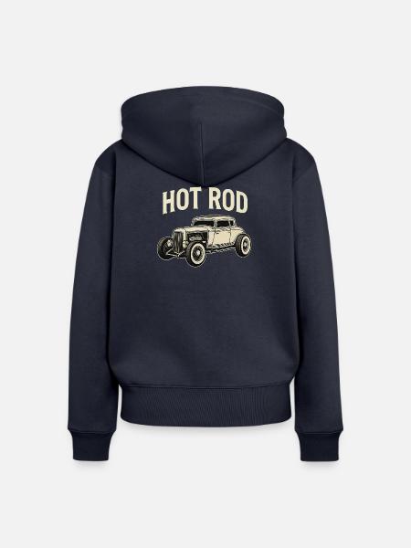 Hot Rod Oldtimer - Frauen Premium Bio Zip Hoodie - Navy