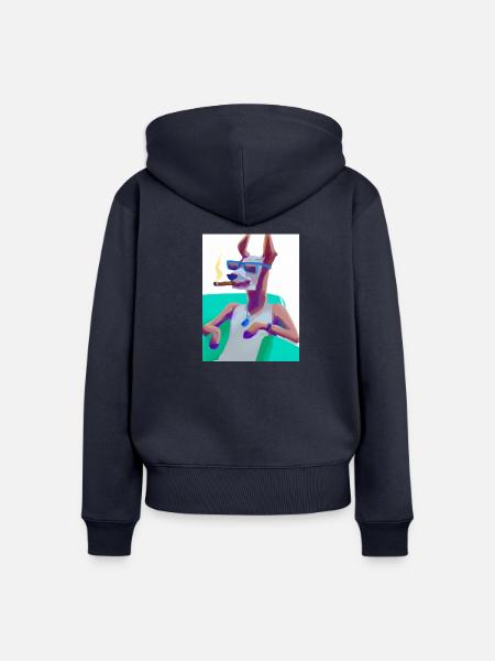 smoking Dog - Frauen Premium Bio Zip Hoodie - Navy