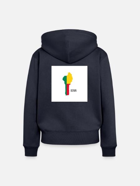 Benin Flagge, Map - Frauen Premium Bio Zip Hoodie - Navy