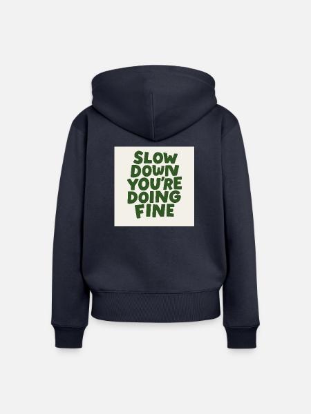 Slow Down Vibes - Frauen Premium Bio Zip Hoodie - Navy