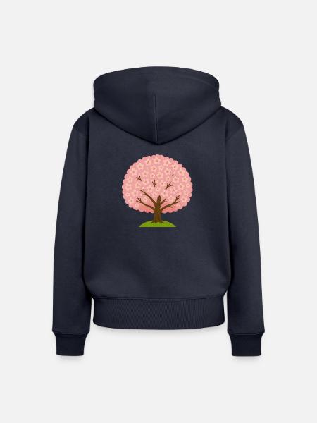 Kirschblüte - Frauen Premium Bio Zip Hoodie - Navy