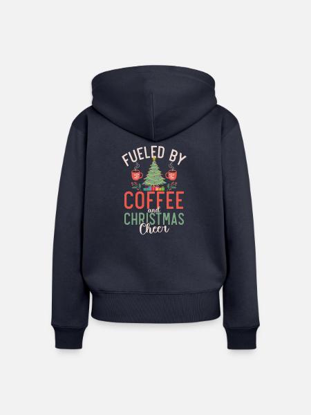 Christmas and Coffee Design - Frauen Premium Bio Zip Hoodie - Navy