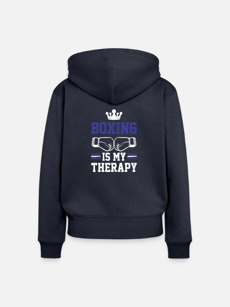 boxing therapy - Frauen Premium Bio Zip Hoodie - Navy