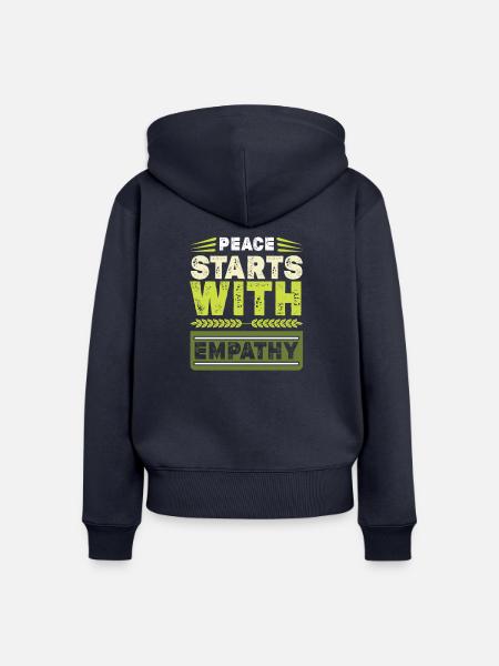 Peace stars with Empathy - Frauen Premium Bio Zip Hoodie - Navy