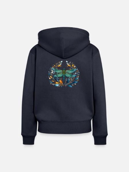 Libelle Dragonfly - Frauen Premium Bio Zip Hoodie - Navy