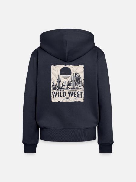 Wilder Westen - Frauen Premium Bio Zip Hoodie - Navy