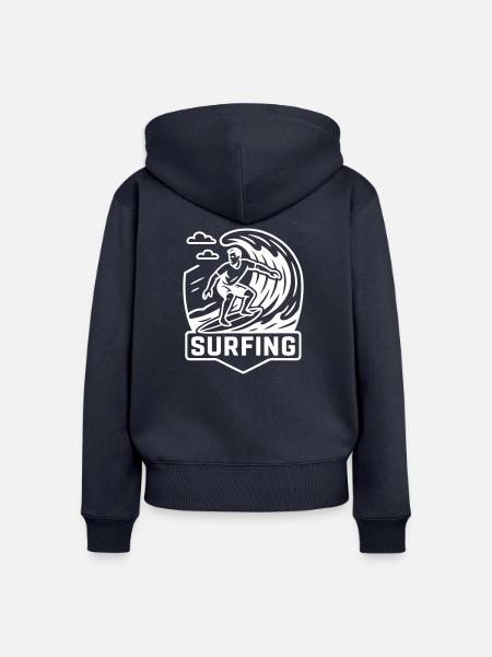 Surfing Logo Surfer - Frauen Premium Bio Zip Hoodie - Navy