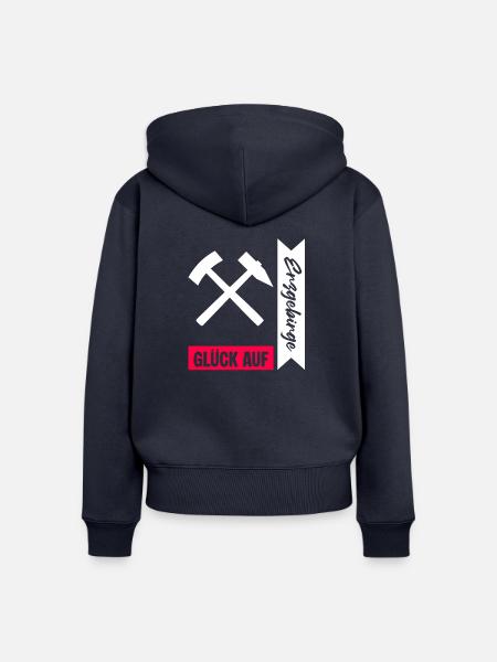 Erzgebirge Bergmann Gruss - Frauen Premium Bio Zip Hoodie - Navy