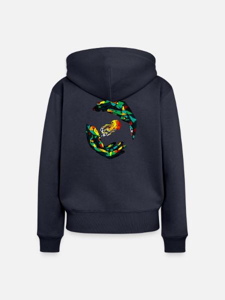 Geometrischer Quallenring - Frauen Premium Bio Zip Hoodie - Navy