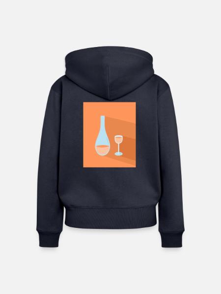 Flasche und Glas - Frauen Premium Bio Zip Hoodie - Navy