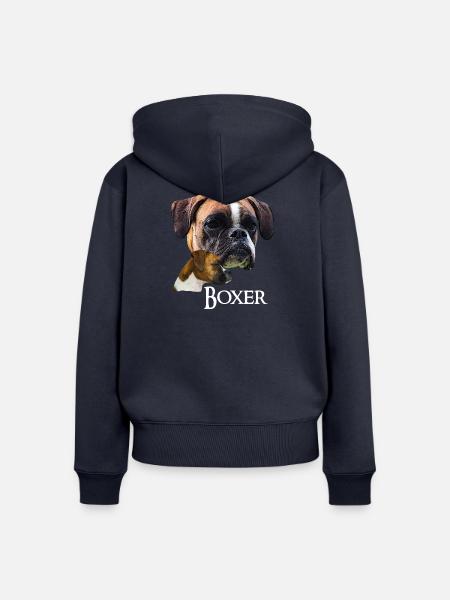 Boxer,Deutscher Boxer,Hundekopf,Hunde,Hunderasse - Frauen Premium Bio Zip Hoodie - Navy