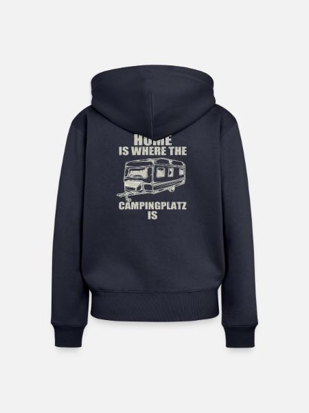 Zuhause am Campingplatz - Frauen Premium Bio Zip Hoodie - Navy