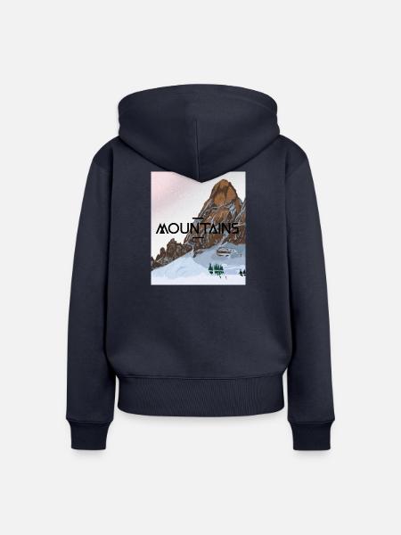 Verschneiter Berg - Frauen Premium Bio Zip Hoodie - Navy