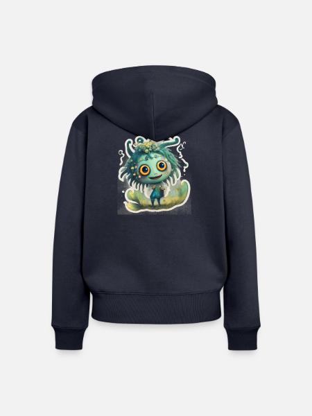 Monsterchen - Frauen Premium Bio Zip Hoodie - Navy