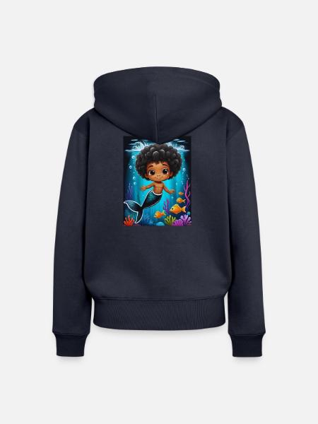 Zauberhafte Meerjungfrau Illustration - Frauen Premium Bio Zip Hoodie - Navy