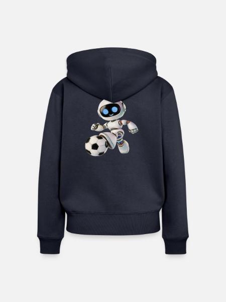 Fußball-Roboter - Frauen Premium Bio Zip Hoodie - Navy