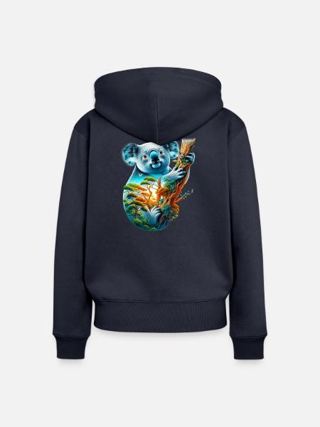 Koala - Frauen Premium Bio Zip Hoodie - Navy