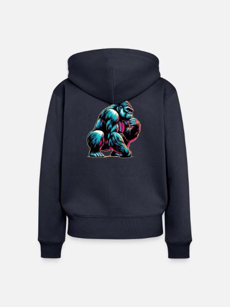 Gorilla - Frauen Premium Bio Zip Hoodie - Navy