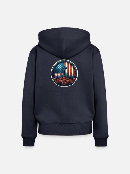 Ehre den Helden - Frauen Premium Bio Zip Hoodie - Navy
