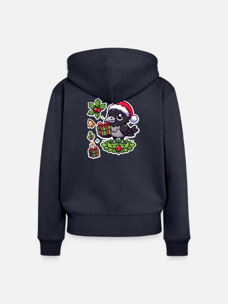 Festive Crow Fester - Frauen Premium Bio Zip Hoodie - Navy
