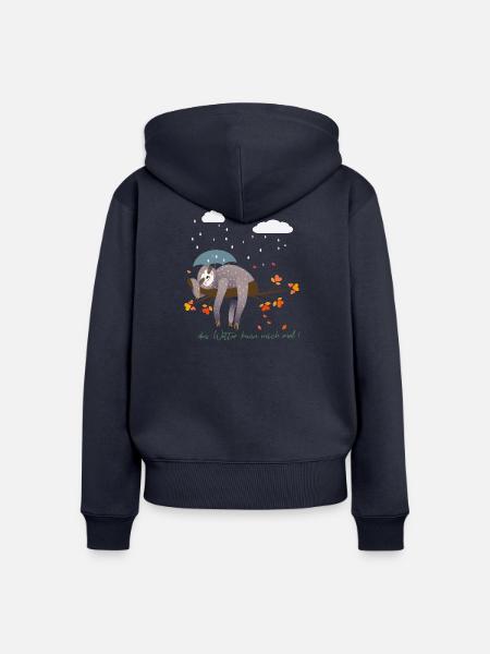 Faultier im Regen - Frauen Premium Bio Zip Hoodie - Navy