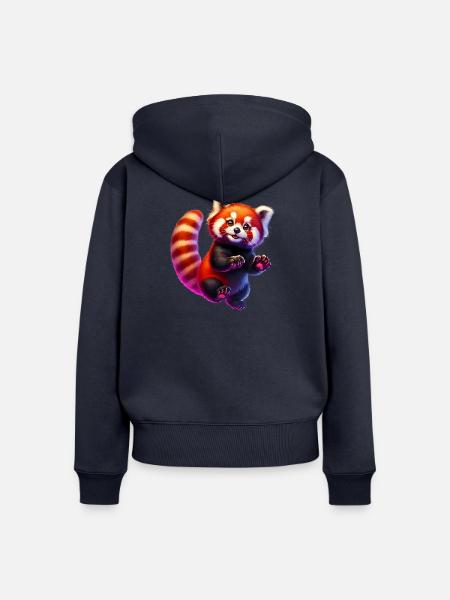 Kleiner Panda - Frauen Premium Bio Zip Hoodie - Navy