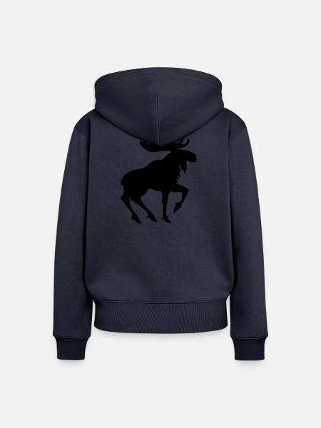 Heraldischer Elch – Emblem im Schattenstil - Frauen Premium Bio Zip Hoodie - Navy