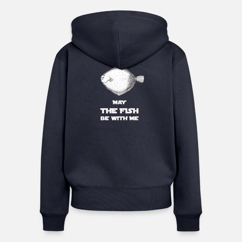 Que le poisson soit avec moi - Sweat à capuche zippé Premium bio Femme - bleu marine