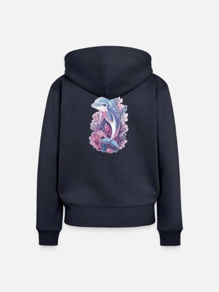 Delfin - Frauen Premium Bio Zip Hoodie - Navy