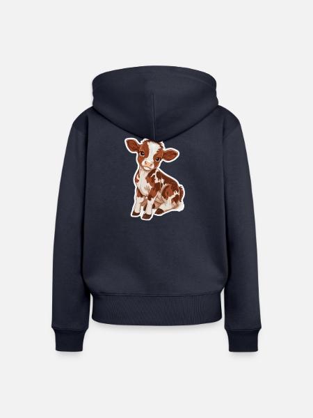 Kuh - Frauen Premium Bio Zip Hoodie - Navy